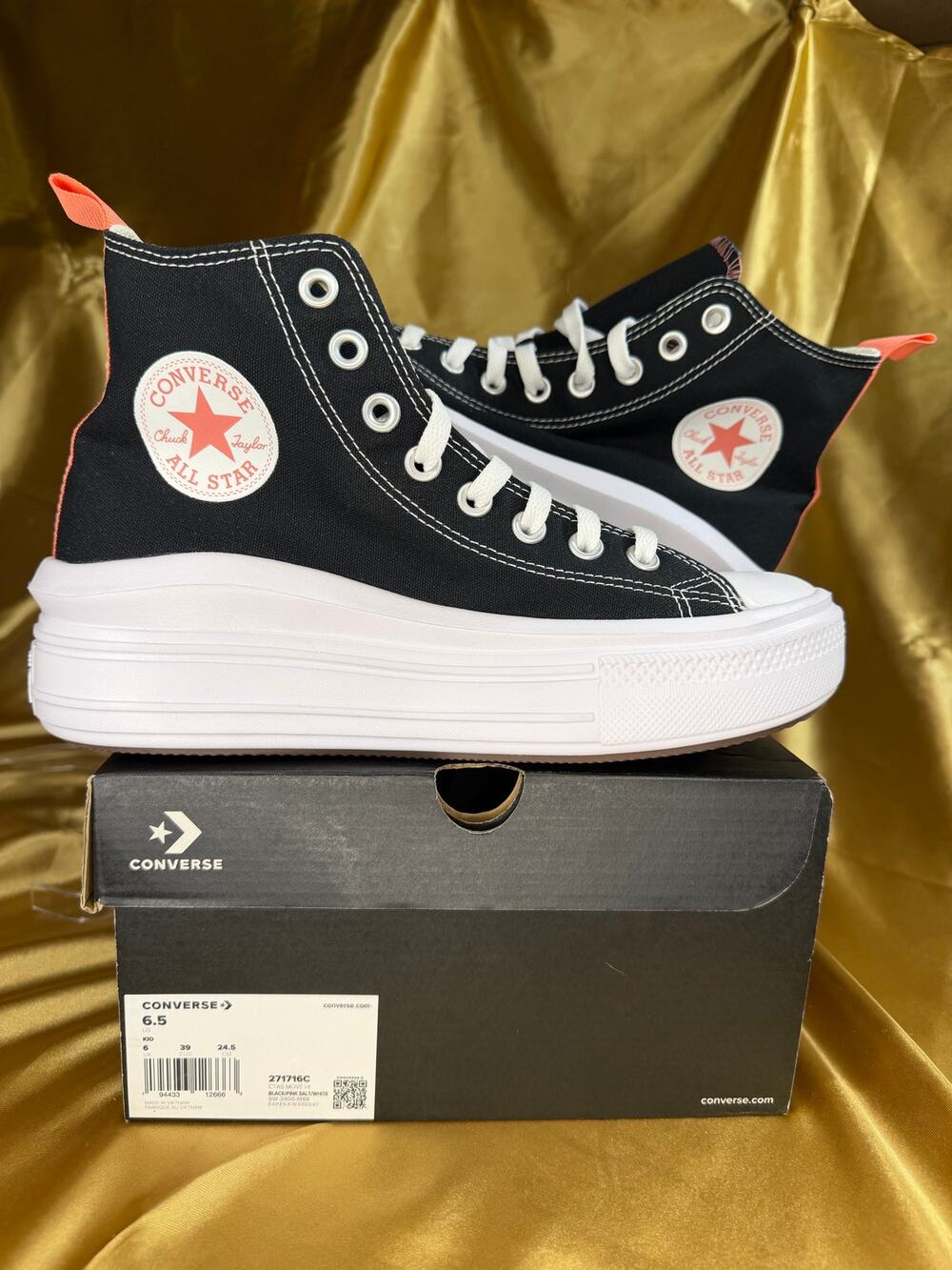 Converse Chuck Taylor Move Platform High Top Black Pink Woman EUR 39 8 Kid 6.5